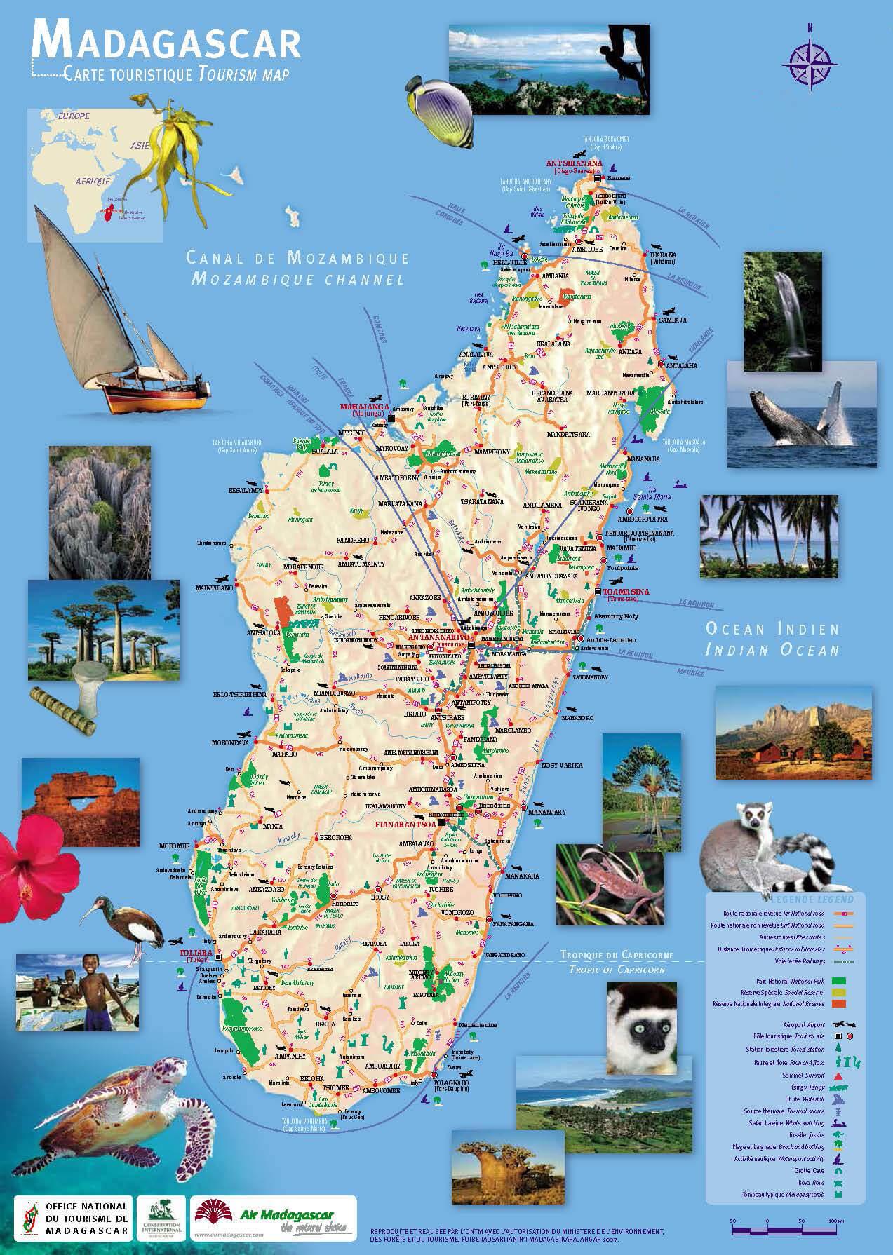 Carte touristique de Madagascar